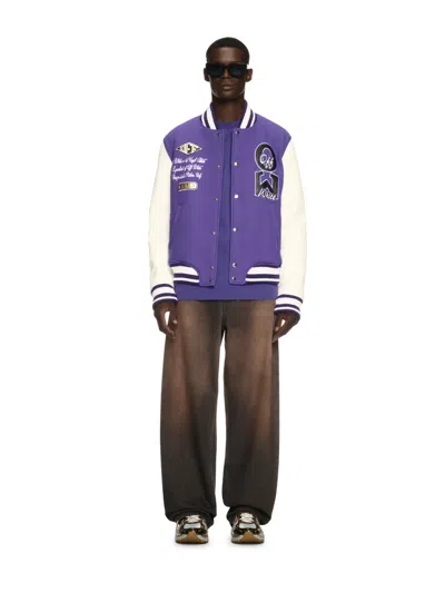 Off-white Off White Men Time Varsity Jacket In Purple