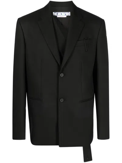 Off-white Timeless Luxury Blazer For Men In Black