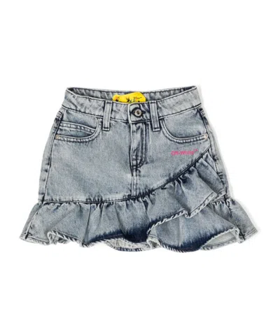 Off-white To Be Off Ruffled Denim Skirt In Gray