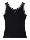 Off-white Pearl Embellished Ribbed Tank Top In Negro