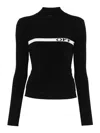 Off-white Logo-stripe Mock-neck Top In Negro