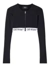 Off-white Zipped Crop Top With Logo Band In Negro