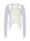 Off-white Ribbed And Mesh Knit Ltop In Artic Ice White