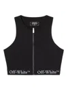 Off-white Fitted Black Top With Front Zip And Logo Underband In Black
