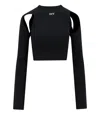 Off-white Cropped Top With Cut-out Shoulder Details In Black