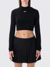 Off-white Off Stamp Cropped Long-sleeve Top In Black