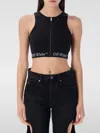 Off-white Fitted Black Top With Front Zip And Logo Underband In Black