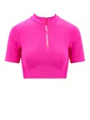 Off-white Half-zip Cropped Training T-shirt In Pink