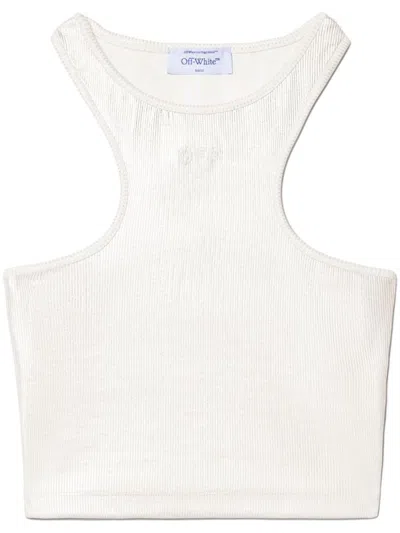 Off-white Silver Coated Rowing Top In White