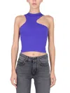 Off-white Asymmetric Cropped Top Logo Embossed