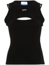 Off-white Slim Fit Black Top With Cut-out Design In Black