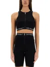 Off-white Fitted Black Top With Front Zip And Logo Underband In Black