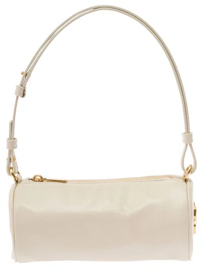 OFF-WHITE 'TORPEDO SMALL' WHITE SHOULDER BAG WITH ARROW MOTIF IN LEATHER WOMAN