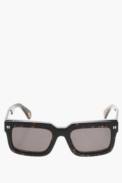 Off-white Tortoiseshell Havana Clip On Sunglasses In Multi