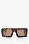 Off-white Tortoiseshell Leonardo Shield Sunglasses With Golden Effect Grösse Unic In Brown