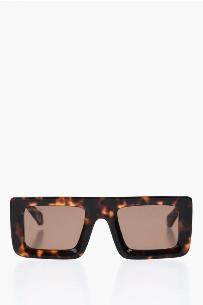 Off-white Tortoiseshell Leonardo Shield Sunglasses With Golden Effect Grösse Unic