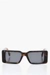 Off-white Tortoiseshell Rectangular Milano Sunglasses With Maxi Temple Grösse Uni In Black