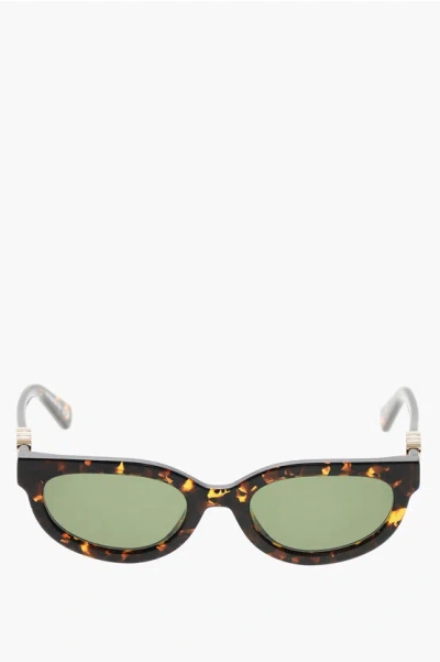 Off-white Tortoiseshell Sparks Oval Sunglasses With Golden-effect Mono In Green