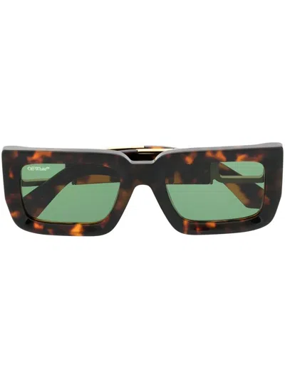 Off-white Logo-plaque Tortoiseshell Effect Sunglasses In Brown