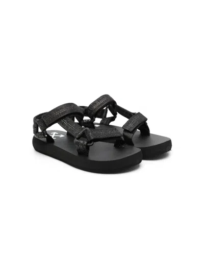 Off-white Kids' Touch-strap Open-toe Sandals In Black