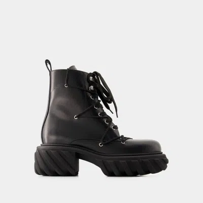 Off-white Tractor Lace-up Ankle Boots In Black