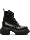 Off-white Tractor Motor Leather Boots In Black Black