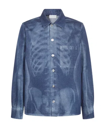 Off-white Trompe-l'œil-print Denim Shirt In Blue