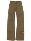 Off-white Logo Embroidered Zip Detailed Trousers In Brown