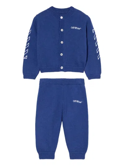Off-white Babies' Trousers And Cardigan Set In Blue