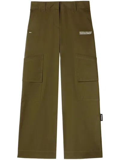 Off-white Trousers In Chive-whit