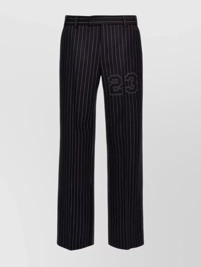 OFF-WHITE TROUSERS PINSTRIPED EMBROIDERED DETAIL