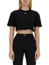 Off-white Off White Cropped T Shirt With Off Embroidery In Black
