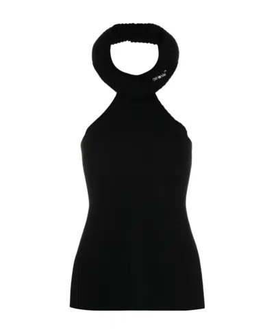 Off-white Tubular Open-back Top In Black