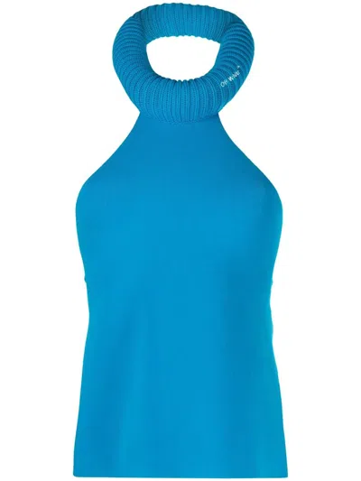 Off-white Tubular Open-back Tank Top In Blue White