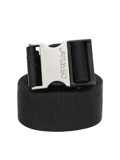 Off-white Tuc Long Logo Tape Belt In Black