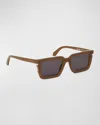 Off-white Tucson Square Acetate Sunglasses In 7407 Mud  Dark Grey