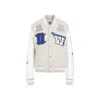Off-white Beige Graphic Mandarin Collar Jacket In Neutral