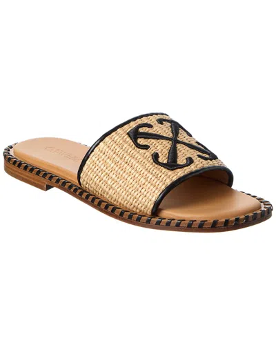 Off-white Twist Arrow Raffia Slide In Neutral