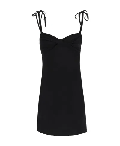 Off-white Twist-detail Sweetheart-neck Mini Dress In Black