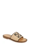 Off-white Twist Raffia Arrow Slide Sandal In Brown