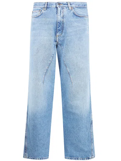 Off-white Slouchy Straight Leg Denim Five Pocket Trousers In Blue