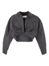 Off-white Twisted Cropped Blouse In Grey
