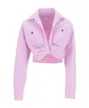 Off-white Co Twist Cropped Cargo Shirt In Pink