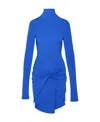 Off-white Twist-front Printed Jersey Mini Dress In Blue