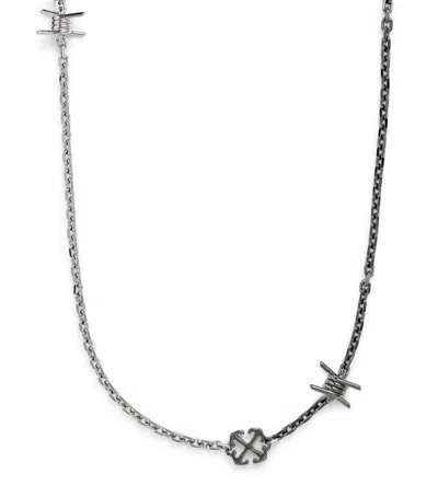 Off-white Two-tone Barbed Wire Necklace In Silver