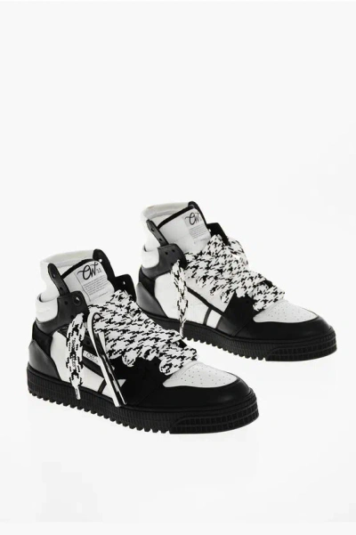 OFF-WHITE TWO-TONE LEATHER 3.0 OFF COURT HIGH-TOP SNEAKERS