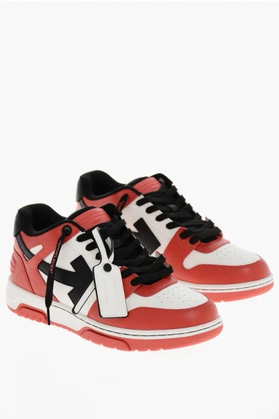 OFF-WHITE TWO TONE LEATHER OUT OF OFFICE MID-TOP SNEAKERS