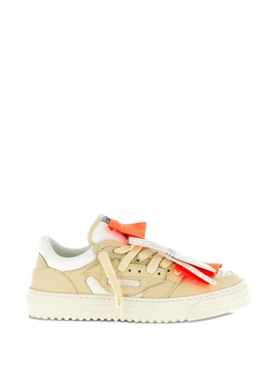 Off-white Women Beige Low Top Sneakers, 3.5 Luxury Sneakers For Women Darveys In Animal Print