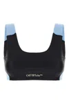 Off-white Two-tone Stretch Nylon Top In Black Light Blue
