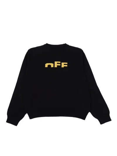 OFF-WHITE TYPE LOGO KNIT CREW BLACK - YELLOW